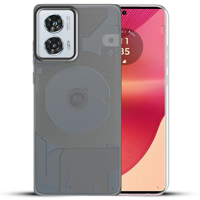 Soft Transparent Slim Fit Frosted Silicone TPU With Grey Matte Ring Camera Protection Back Cover for Motorola Moto G96 5G - Image 5