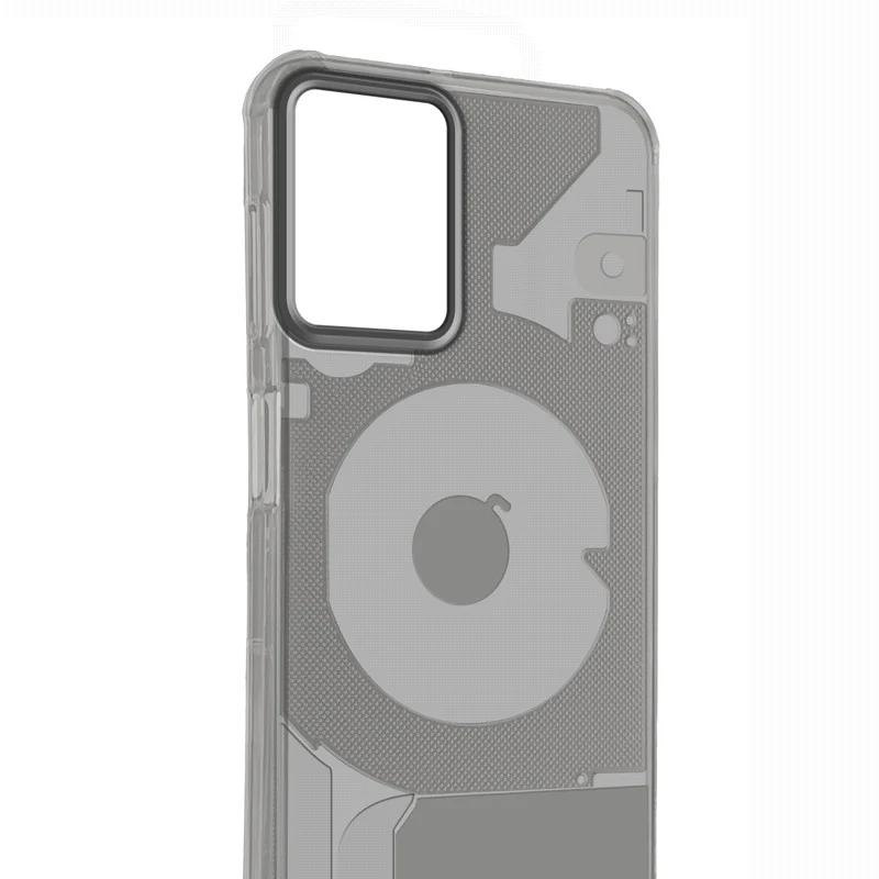 Soft Transparent Slim Fit Frosted Silicone TPU With Grey Matte Ring Camera Protection Back Cover for Motorola Moto G96 5G - Image 6