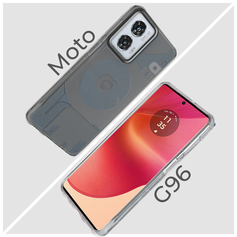 Soft Transparent Slim Fit Frosted Silicone TPU With Grey Matte Ring Camera Protection Back Cover for Motorola Moto G96 5G - Image 7