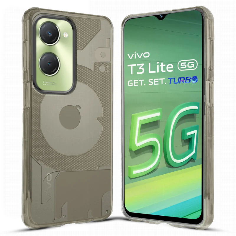 Soft Transparent Slim Fit Frosted Silicone TPU With Grey Matte Ring Camera Protection Back Cover for Vivo T3 Lite 5G - Image 4