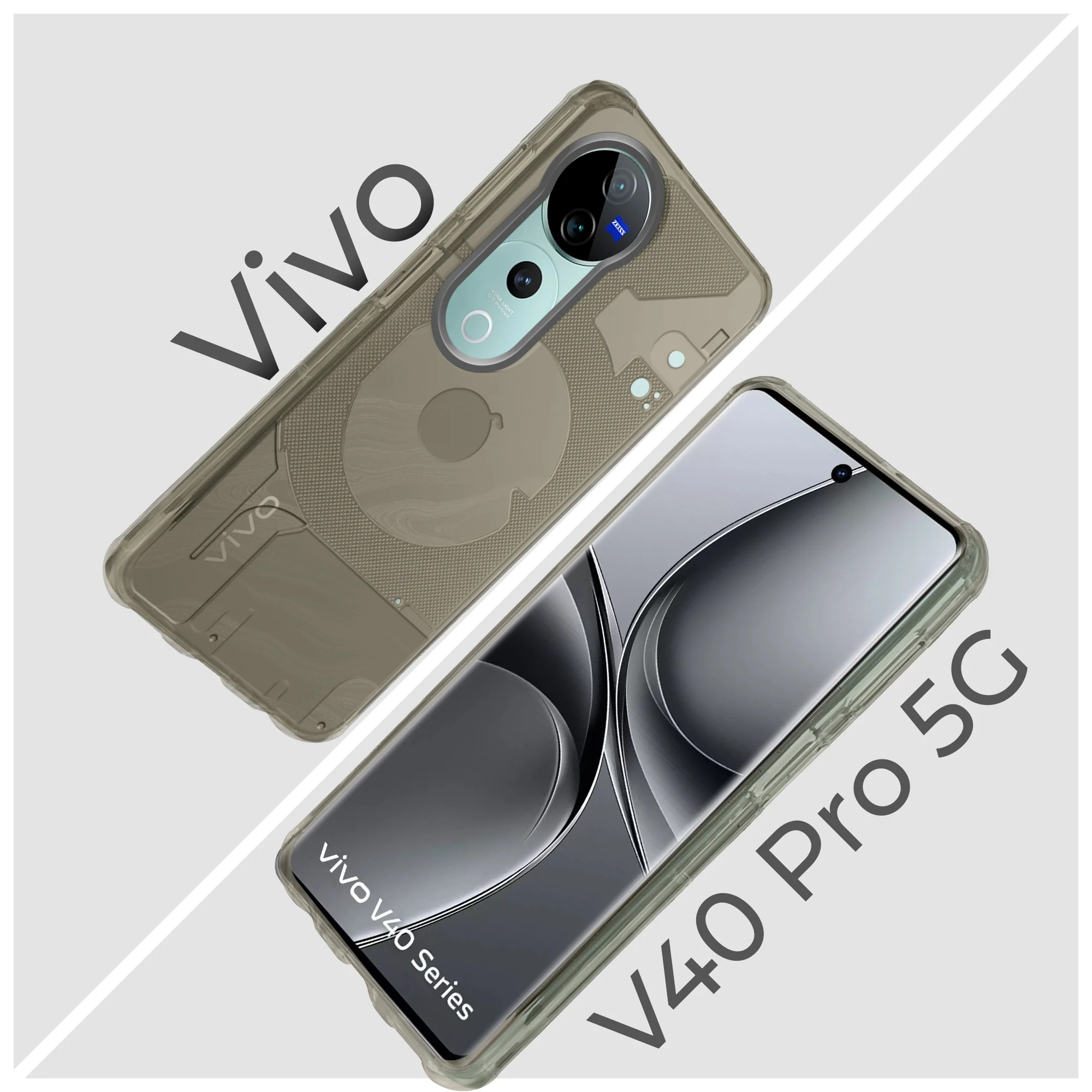 Soft Transparent Slim Fit Frosted Silicone TPU With Grey Matte Ring Camera Protection Back Cover for Vivo V40 Pro 5G - Image 7