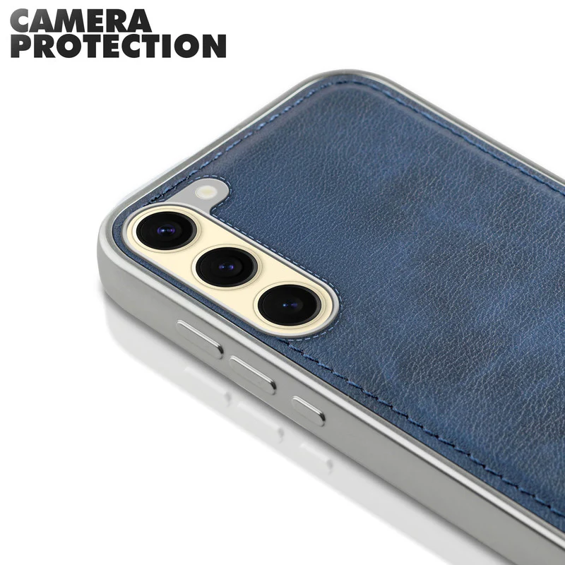 Sophisticated Leather Cover for Samsung S23 5G with Shiny Silver Edges, Stitched Back Design & Hard Shell Protection - Image 11