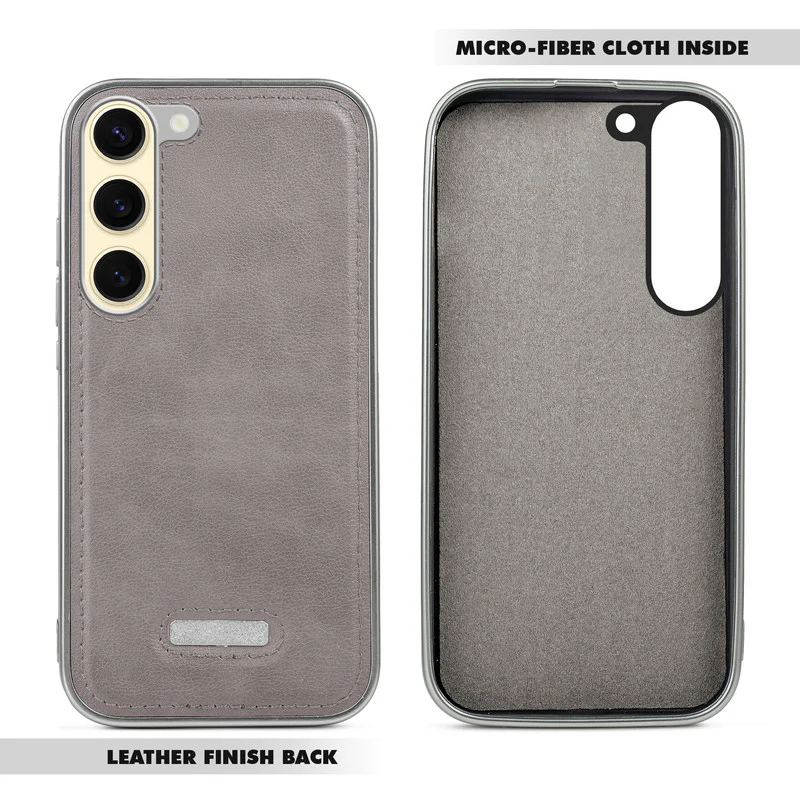 Sophisticated Leather Cover for Samsung S23 5G with Shiny Silver Edges, Stitched Back Design & Hard Shell Protection - Image 21