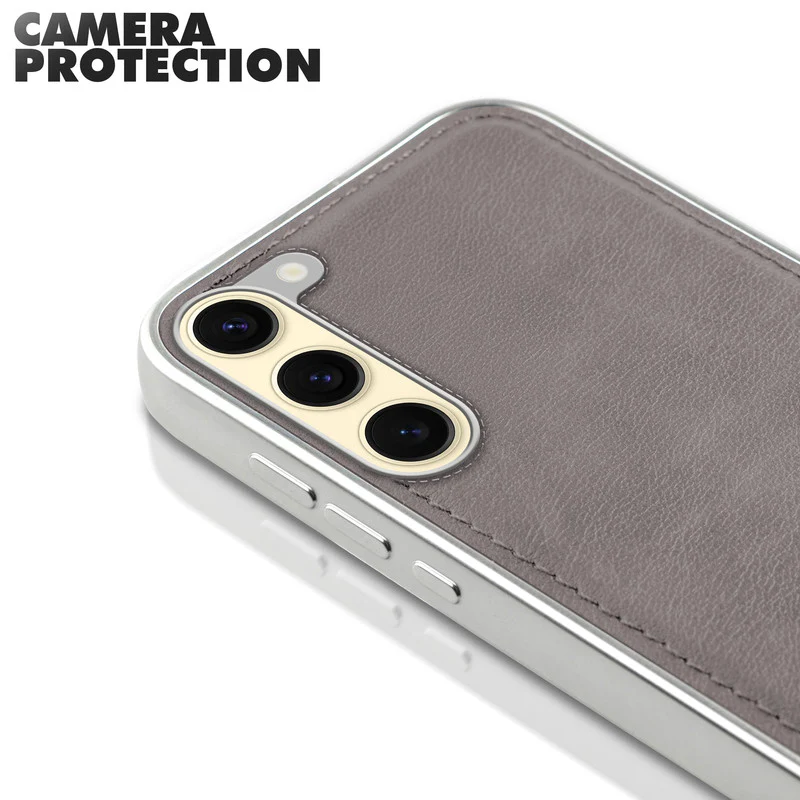 Sophisticated Leather Cover for Samsung S23 5G with Shiny Silver Edges, Stitched Back Design & Hard Shell Protection - Image 23
