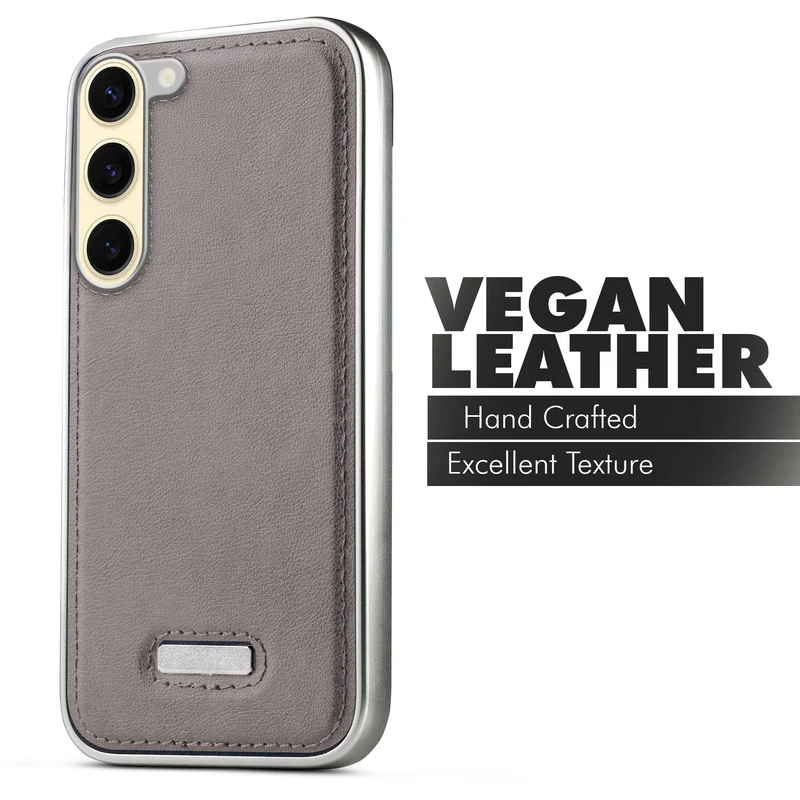 Sophisticated Leather Cover for Samsung S23 5G with Shiny Silver Edges, Stitched Back Design & Hard Shell Protection - Image 24