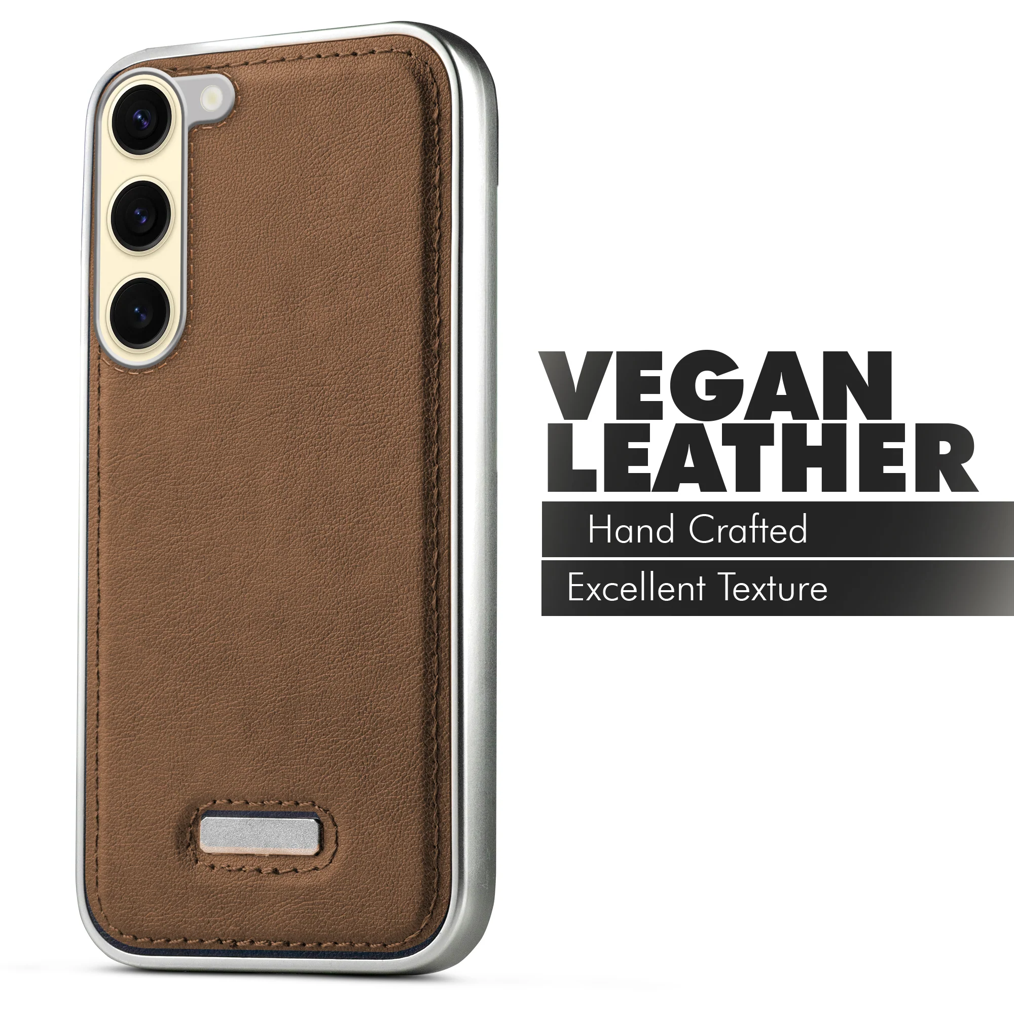 Sophisticated Leather Cover for Samsung S23 5G with Shiny Silver Edges, Stitched Back Design & Hard Shell Protection - Image 30