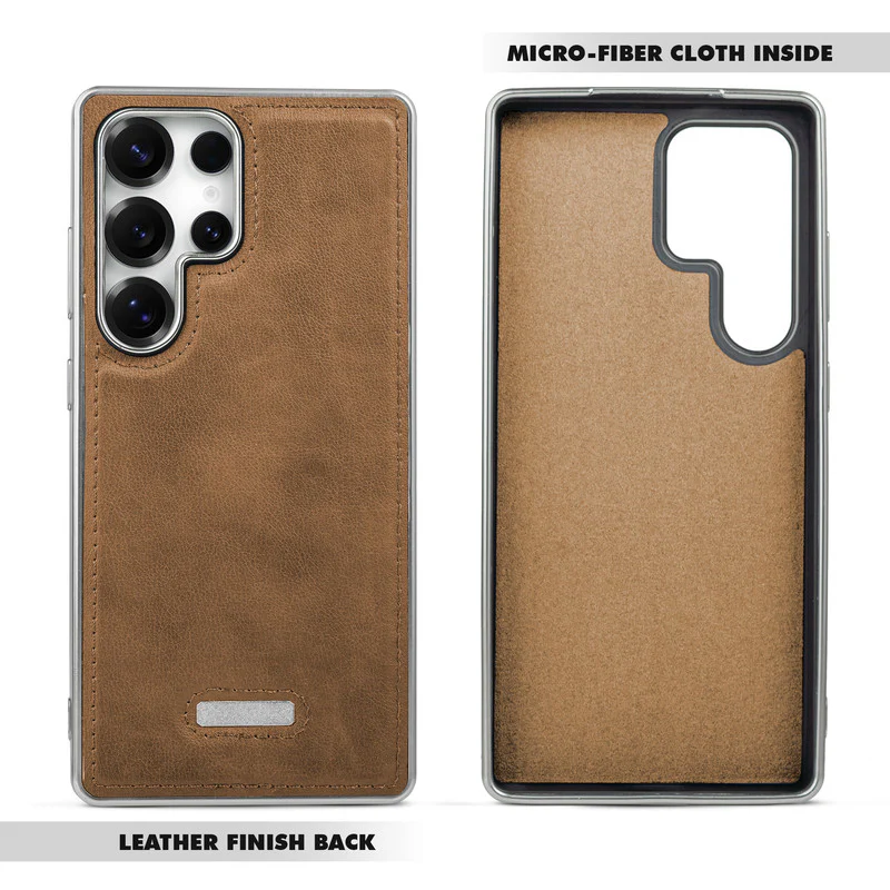 Sophisticated Leather Cover for Samsung S23 Ultra 5G with Shiny Silver Edges, Stitched Back Design & Hard Shell Protection - Image 15