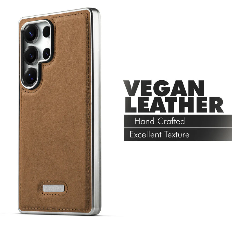 Sophisticated Leather Cover for Samsung S23 Ultra 5G with Shiny Silver Edges, Stitched Back Design & Hard Shell Protection - Image 18