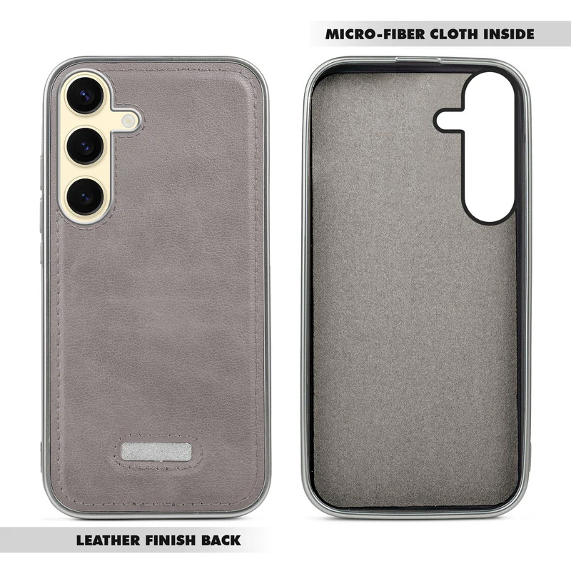 Sophisticated Leather Cover for Samsung S24 5G with Shiny Silver Edges, Stitched Back Design & Hard Shell Protection - Image 15