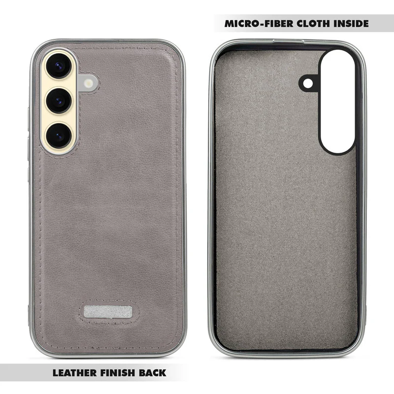 Sophisticated Leather Cover for Samsung S25 5G with Shiny Silver Edges, Stitched Back Design & Hard Shell Protection - Image 15
