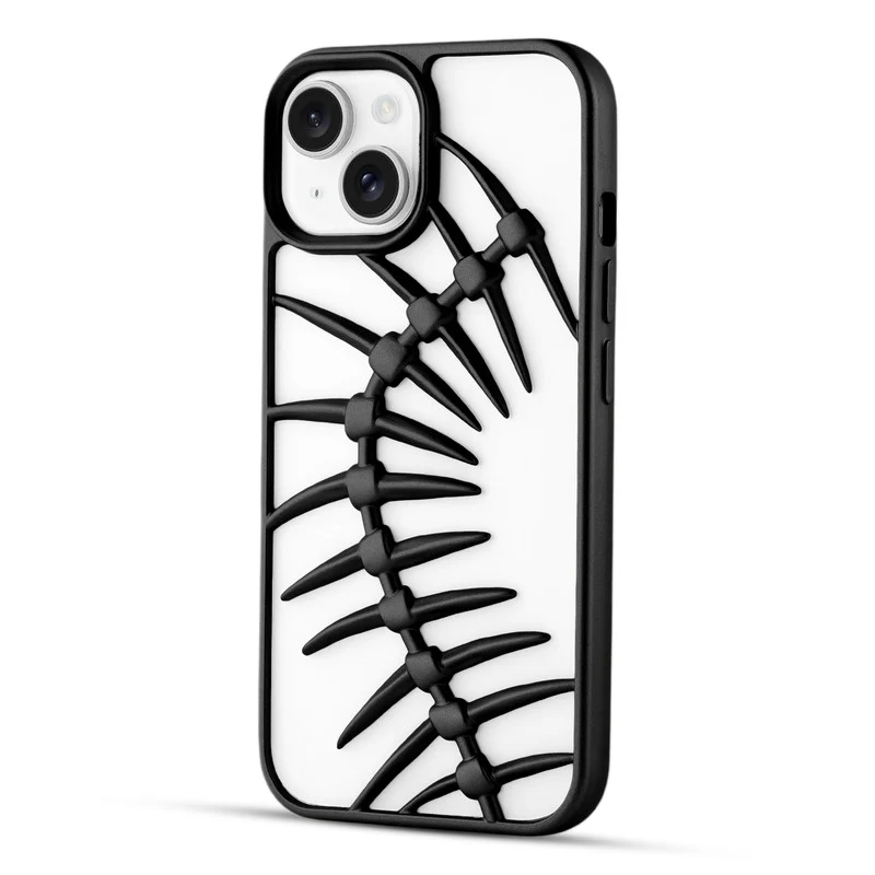 Spine Guard theme Fish Bone Textured Silicone Back Cover for Apple iPhone 14 - Image 28