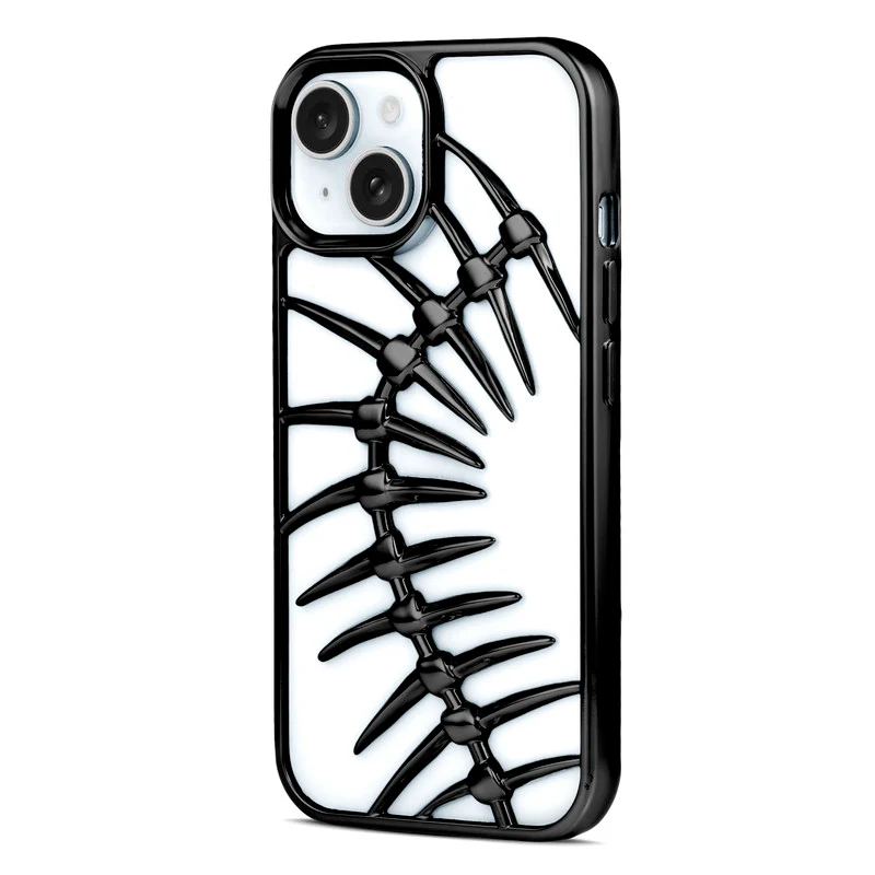 Spine Guard theme Fish Bone Textured Silicone Back Cover for Apple iPhone 15 - Image 10