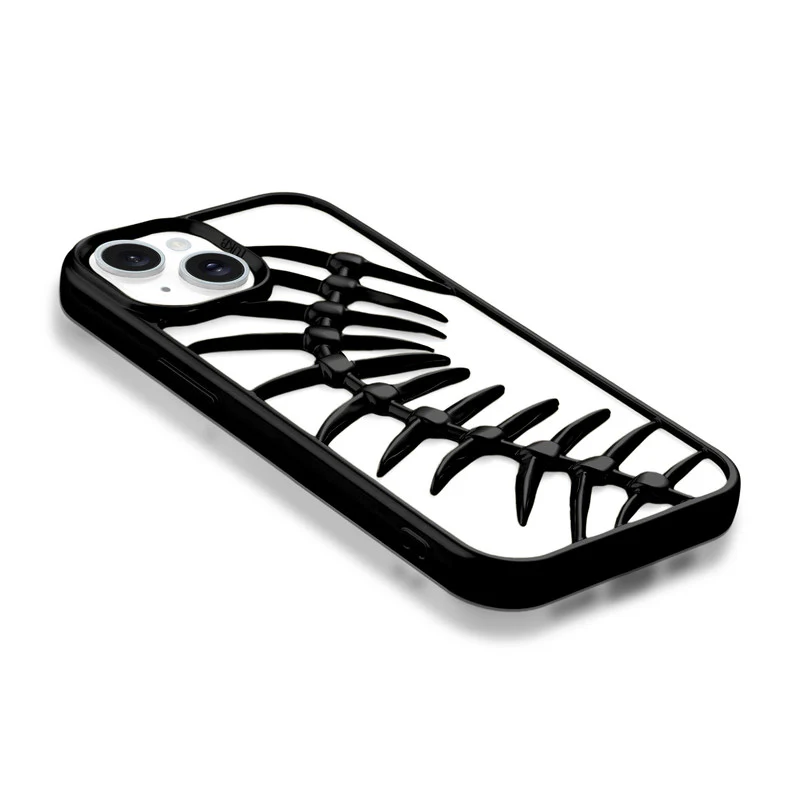 Spine Guard theme Fish Bone Textured Silicone Back Cover for Apple iPhone 15 - Image 12