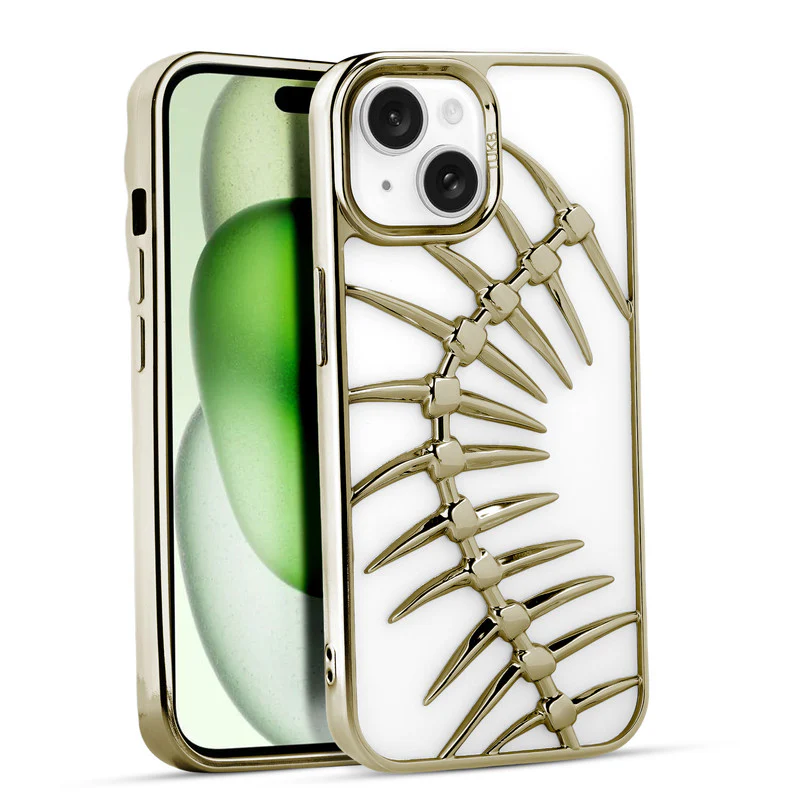 Spine Guard theme Fish Bone Textured Silicone Back Cover for Apple iPhone 15 Plus - Image 19
