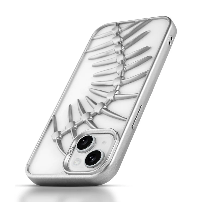 Spine Guard theme Fish Bone Textured Silicone Back Cover for Apple iPhone 15 Plus - Image 39