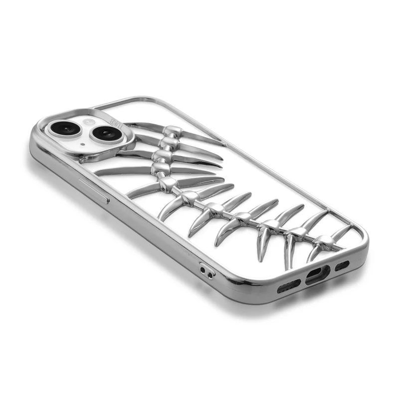 Spine Guard theme Fish Bone Textured Silicone Back Cover for Apple iPhone 15 Plus - Image 48