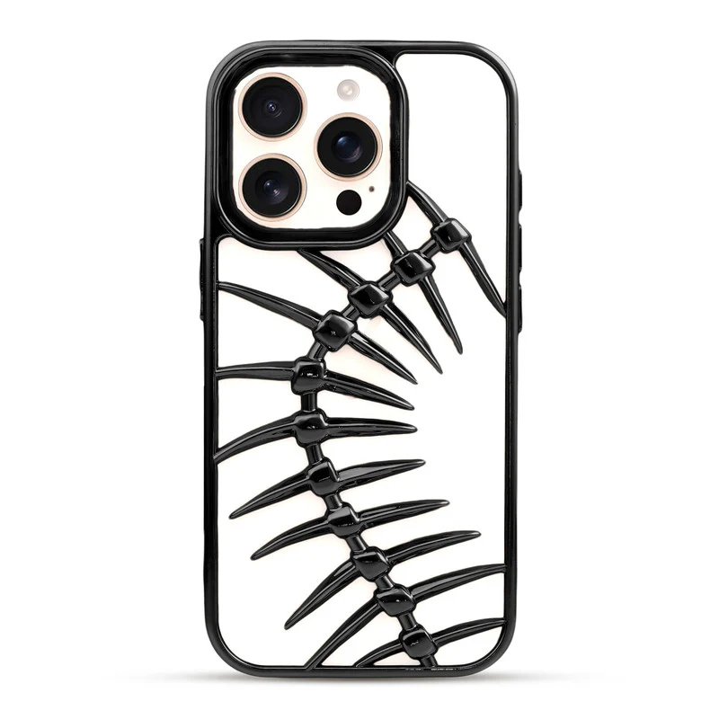 Spine Guard theme Fish Bone Textured Silicone Back Cover for Apple iPhone 15 Pro - Image 11