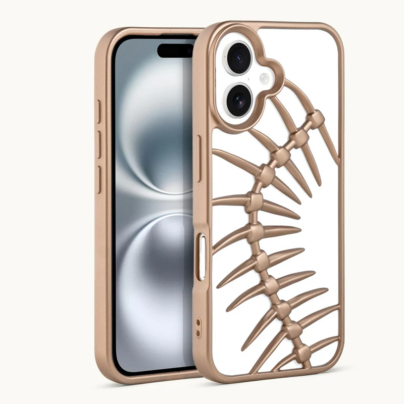 Spine Guard theme Fish Bone Textured Silicone Back Cover for Apple iPhone 16 - Image 31