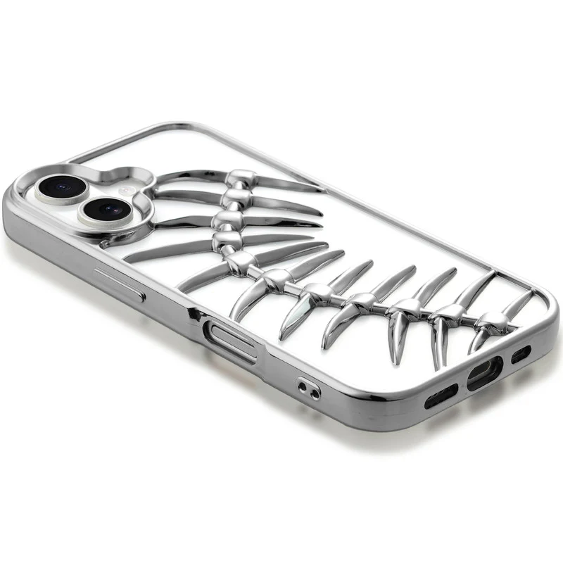 Spine Guard theme Fish Bone Textured Silicone Back Cover for Apple iPhone 16 - Image 48