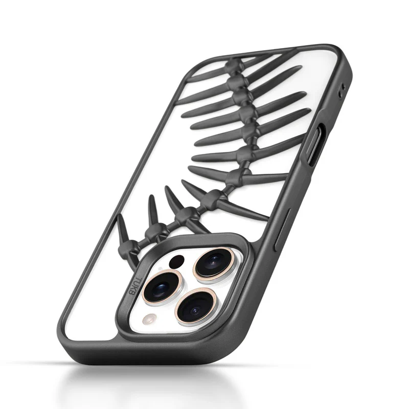 Spine Guard theme Fish Bone Textured Silicone Back Cover for Apple iPhone 16 Pro - Image 3