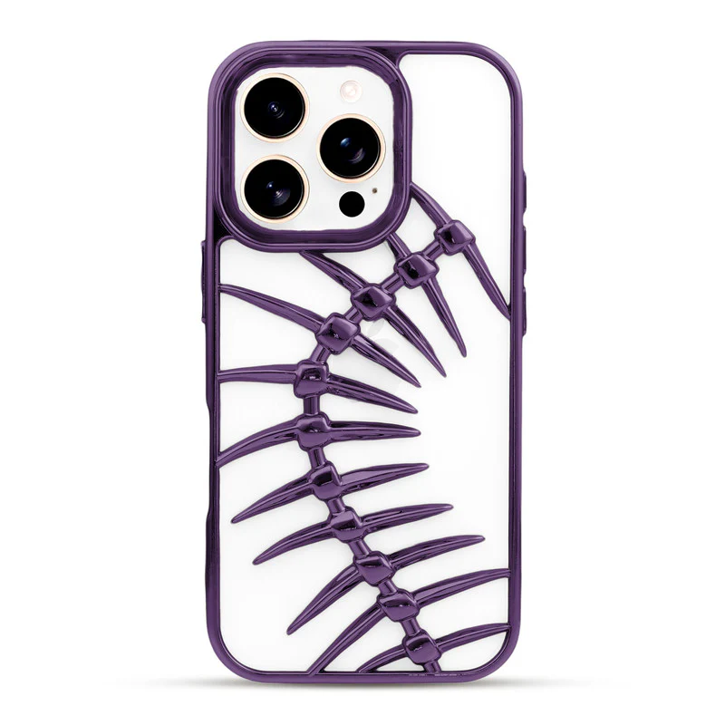 Spine Guard theme Fish Bone Textured Silicone Back Cover for Apple iphone 16 Pro Max - Image 17