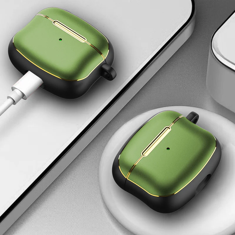 Golden Frame Metal Finish Earbuds Case Cover For Airpods Pro 2 - Image 17