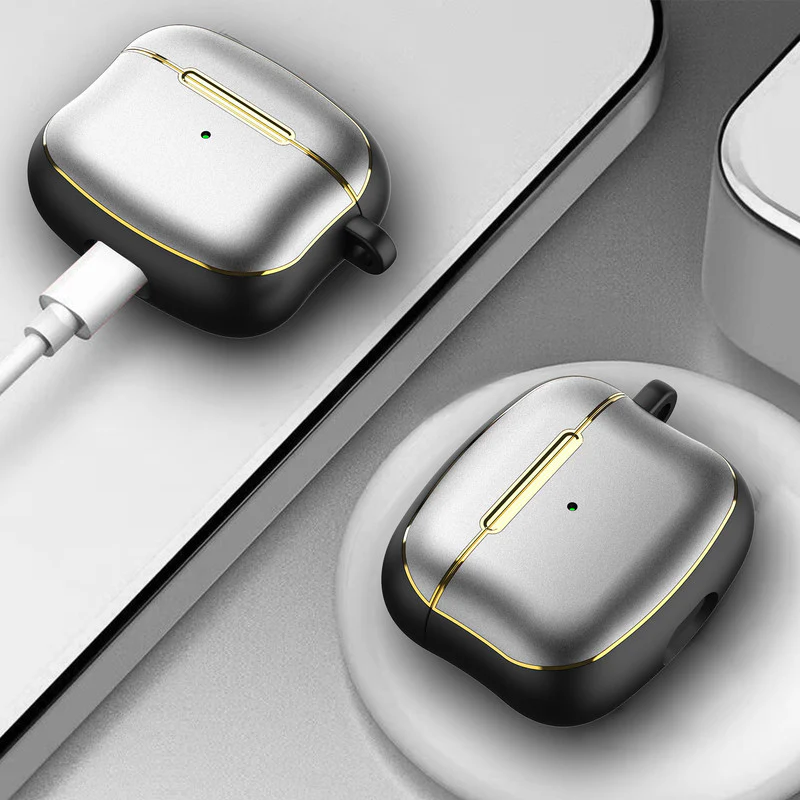 Golden Frame Metal Finish Earbuds Case Cover For Airpods Pro - Image 41