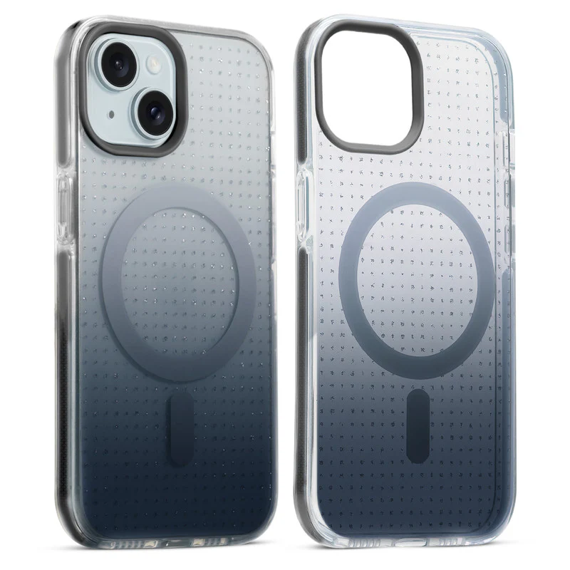Stunning Dual Shade Starry Wireless Charging Support Hard Back Case for Apple iPhone 14 with Colourful Raised Camera Edges