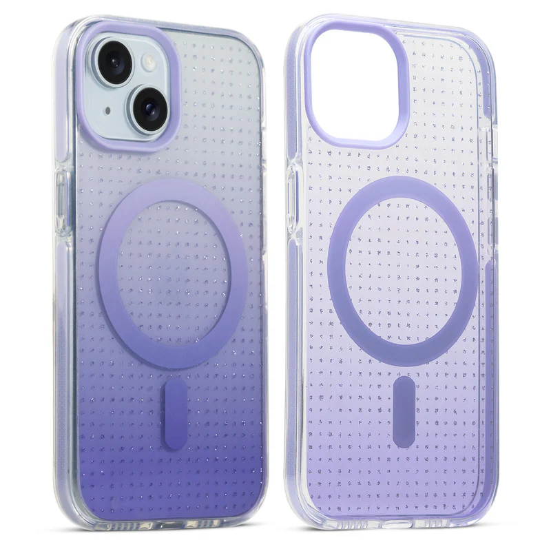 Stunning Dual Shade Starry Wireless Charging Support Hard Back Case for Apple iPhone 14 with Colourful Raised Camera Edges - Image 25