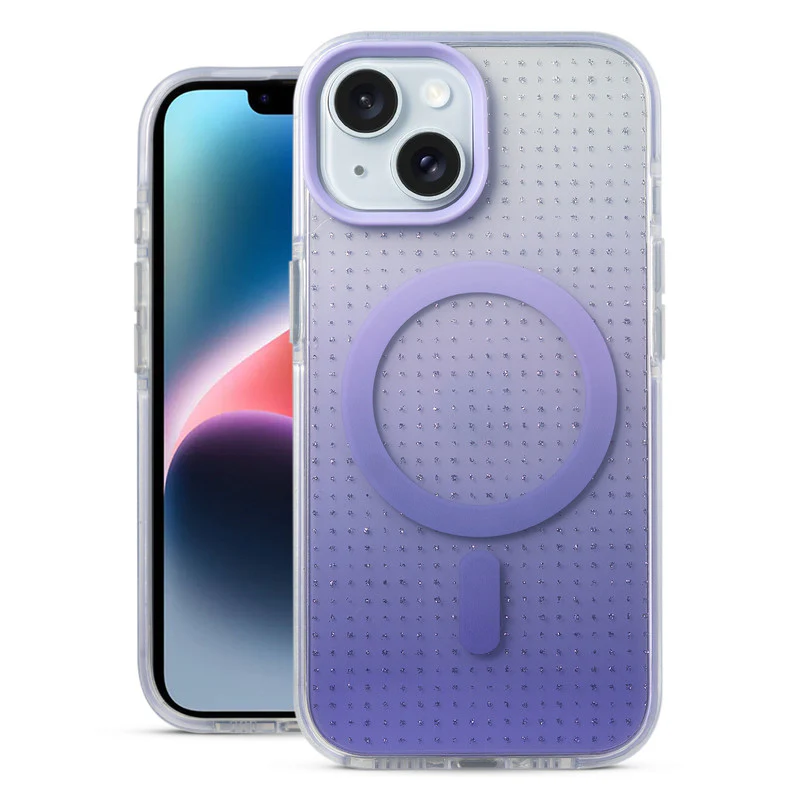 Stunning Dual Shade Starry Wireless Charging Support Hard Back Case for Apple iPhone 14 with Colourful Raised Camera Edges - Image 28