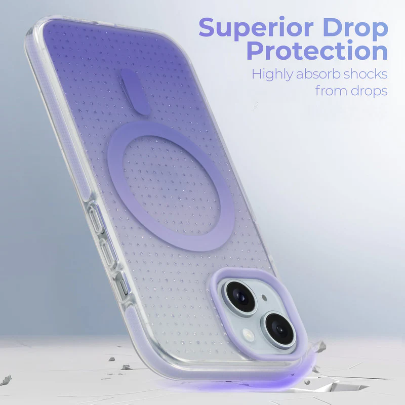 Stunning Dual Shade Starry Wireless Charging Support Hard Back Case for Apple iPhone 14 with Colourful Raised Camera Edges - Image 29