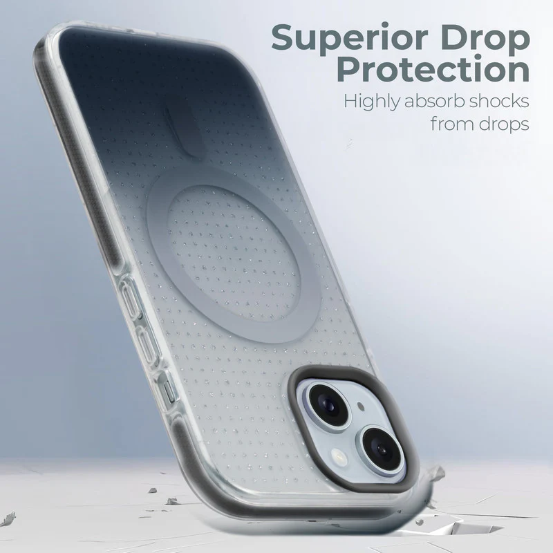 Stunning Dual Shade Starry Wireless Charging Support Hard Back Case for Apple iPhone 14 with Colourful Raised Camera Edges - Image 5