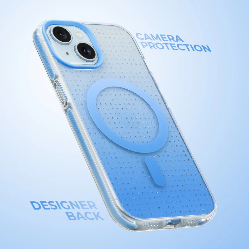 Stunning Dual Shade Starry Wireless Charging Support Hard Back Case for Apple iPhone 15 Plus with Colourful Raised Camera Edges - Image 12