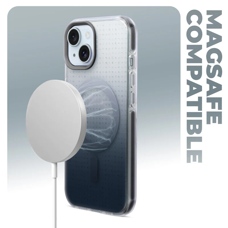 Stunning Dual Shade Starry Wireless Charging Support Hard Back Case for Apple iPhone 15 Plus with Colourful Raised Camera Edges - Image 3