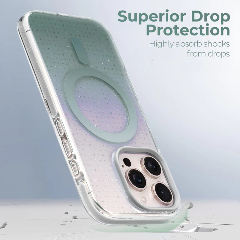 Stunning Dual Shade Starry Wireless Charging Support Hard Back Case for Apple iPhone 15 Pro Max with Colourful Raised Camera Edges - Image 17