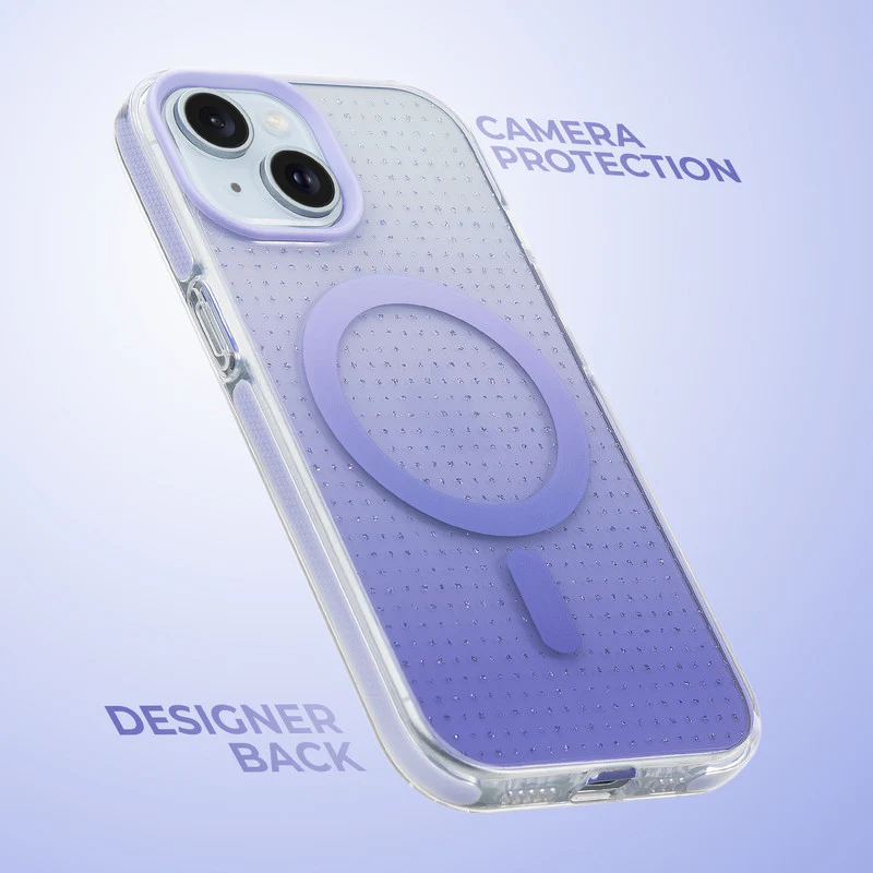 Stunning Dual Shade Starry Wireless Charging Support Hard Back Case for Apple iPhone 15 with Colourful Raised Camera Edges - Image 18