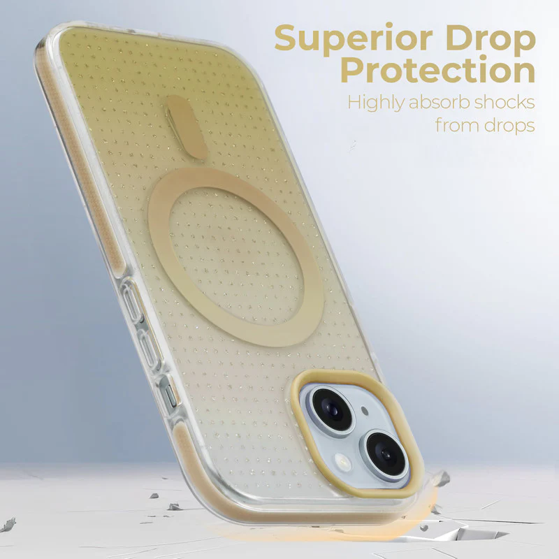 Stunning Dual Shade Starry Wireless Charging Support Hard Back Case for Apple iPhone 15 with Colourful Raised Camera Edges - Image 23