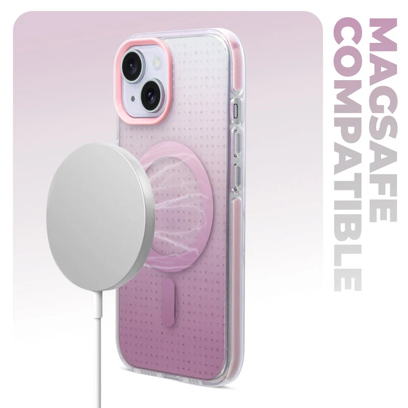 Stunning Dual Shade Starry Wireless Charging Support Hard Back Case for Apple iPhone 15 with Colourful Raised Camera Edges - Image 33