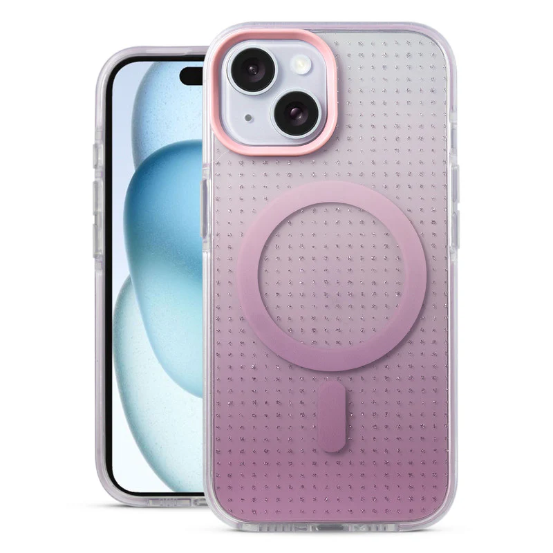 Stunning Dual Shade Starry Wireless Charging Support Hard Back Case for Apple iPhone 15 with Colourful Raised Camera Edges - Image 34