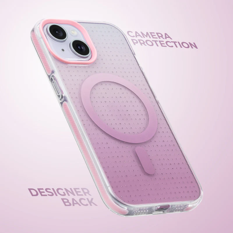 Stunning Dual Shade Starry Wireless Charging Support Hard Back Case for Apple iPhone 15 with Colourful Raised Camera Edges - Image 36
