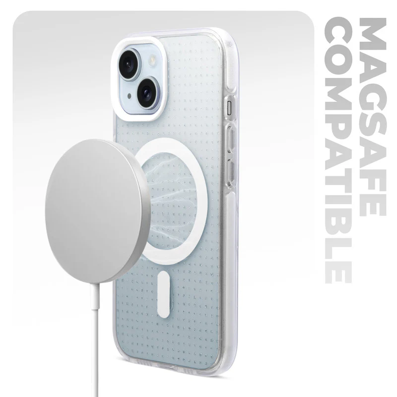 Stunning Dual Shade Starry Wireless Charging Support Hard Back Case for Apple iPhone 15 with Colourful Raised Camera Edges - Image 39