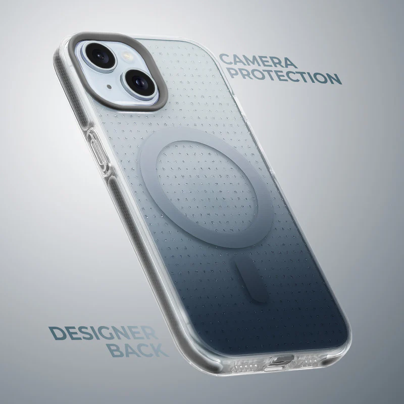 Stunning Dual Shade Starry Wireless Charging Support Hard Back Case for Apple iPhone 15 with Colourful Raised Camera Edges - Image 6