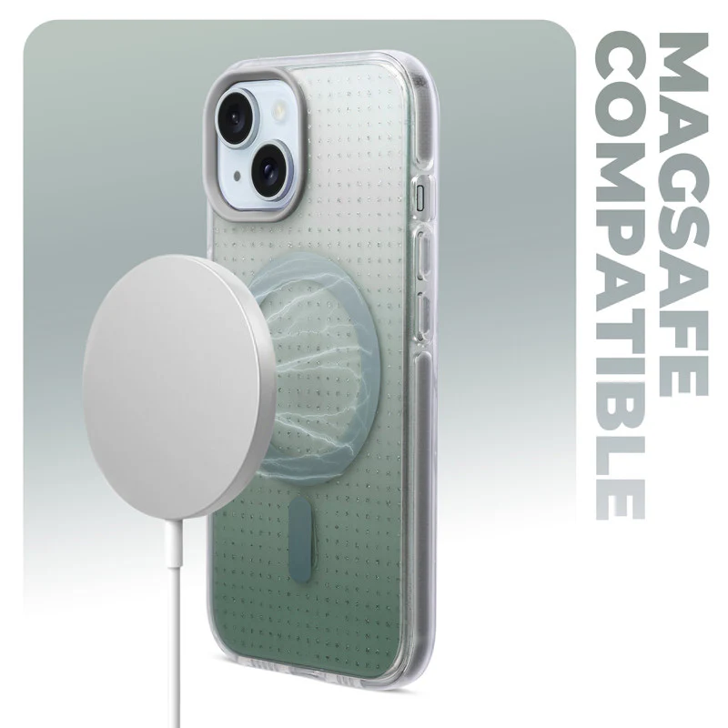 Stunning Dual Shade Starry Wireless Charging Support Hard Back Case for Apple iPhone 15 with Colourful Raised Camera Edges - Image 9