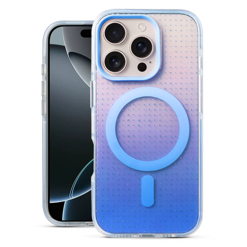 Stunning Dual Shade Starry Wireless Charging Support Hard Back Case for Apple iphone 16 Pro Max with Colourful Raised Camera Edges - Image 10