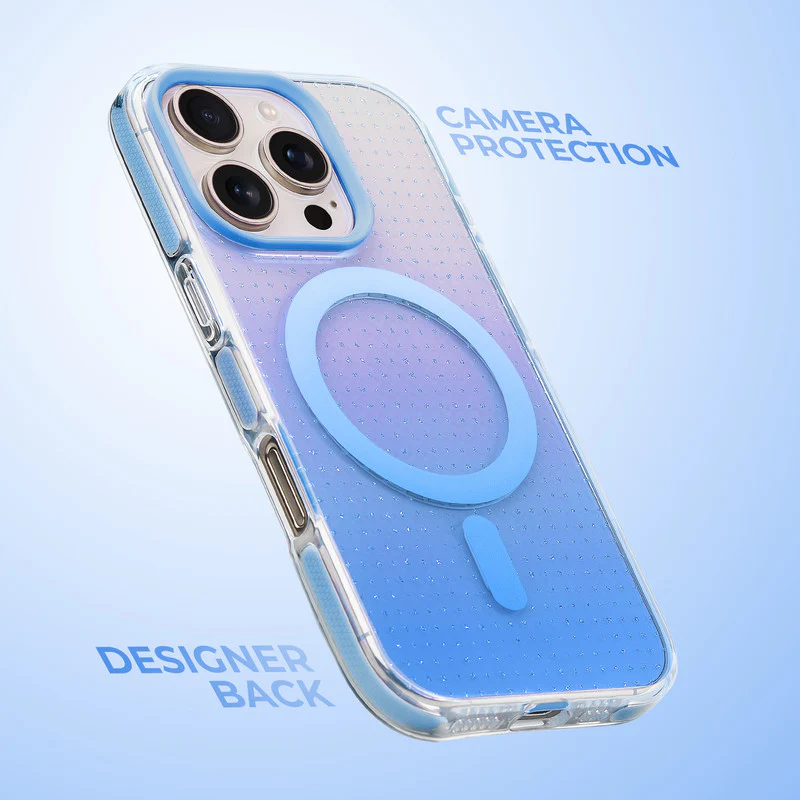 Stunning Dual Shade Starry Wireless Charging Support Hard Back Case for Apple iphone 16 Pro Max with Colourful Raised Camera Edges - Image 12