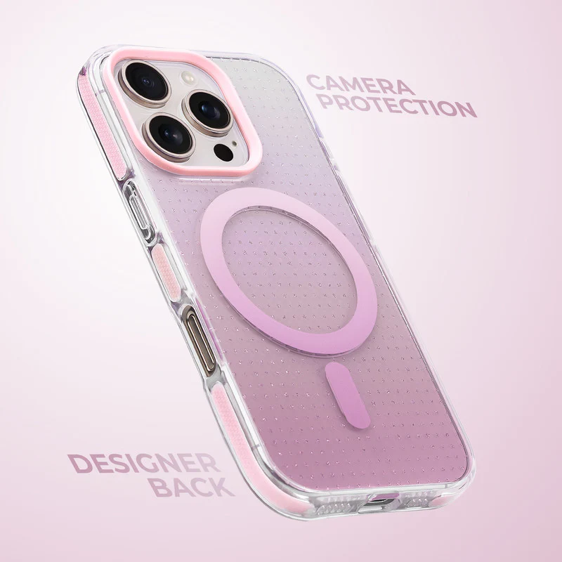 Stunning Dual Shade Starry Wireless Charging Support Hard Back Case for Apple iphone 16 Pro Max with Colourful Raised Camera Edges - Image 24