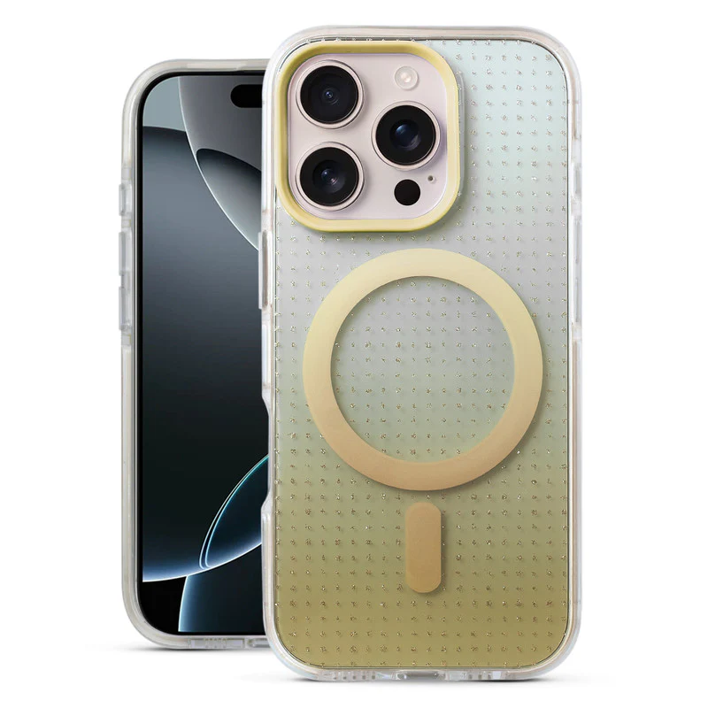 Stunning Dual Shade Starry Wireless Charging Support Hard Back Case for Apple iphone 16 Pro Max with Colourful Raised Camera Edges - Image 40