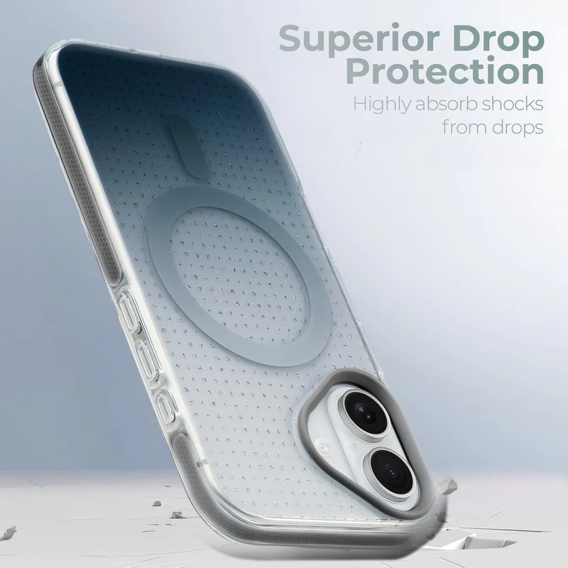 Stunning Dual Shade Starry Wireless Charging Support Hard Back Case for Apple iPhone 16 with Colourful Raised Camera Edges - Image 5