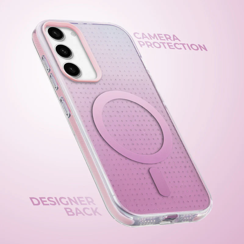 Stunning Dual Shade Starry Wireless Charging Support Hard Back Case for Samsung S23 5G with Colourful Raised Camera Edges - Image 24