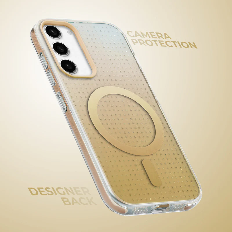 Stunning Dual Shade Starry Wireless Charging Support Hard Back Case for Samsung S23 5G with Colourful Raised Camera Edges - Image 42